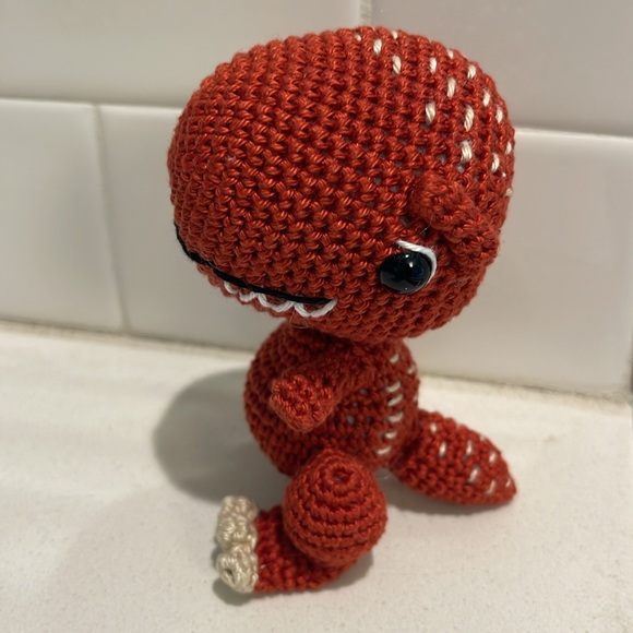 Handcrafted Tyrannosaurus Rex T-Rex Dinosaur Decor Amigurui Crochet Figure Toy - Picture 9 of 12